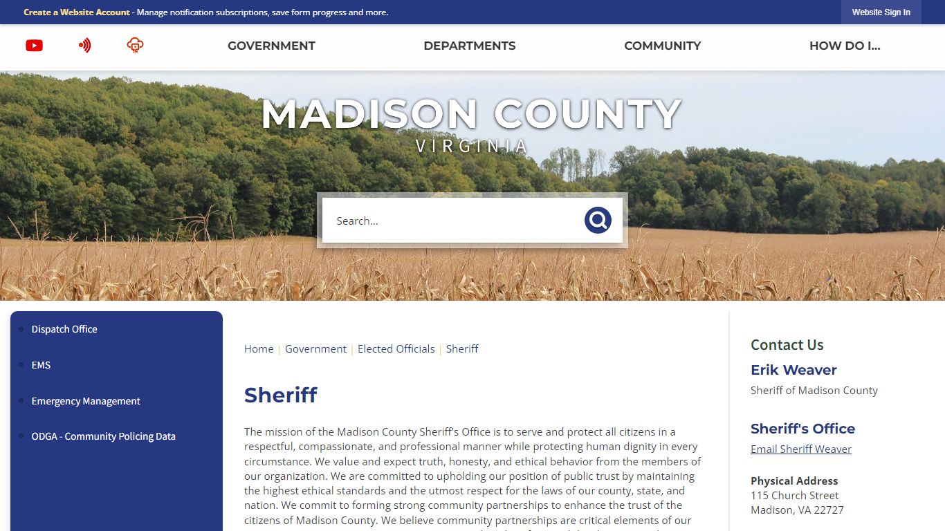 Sheriff | Madison County, VA