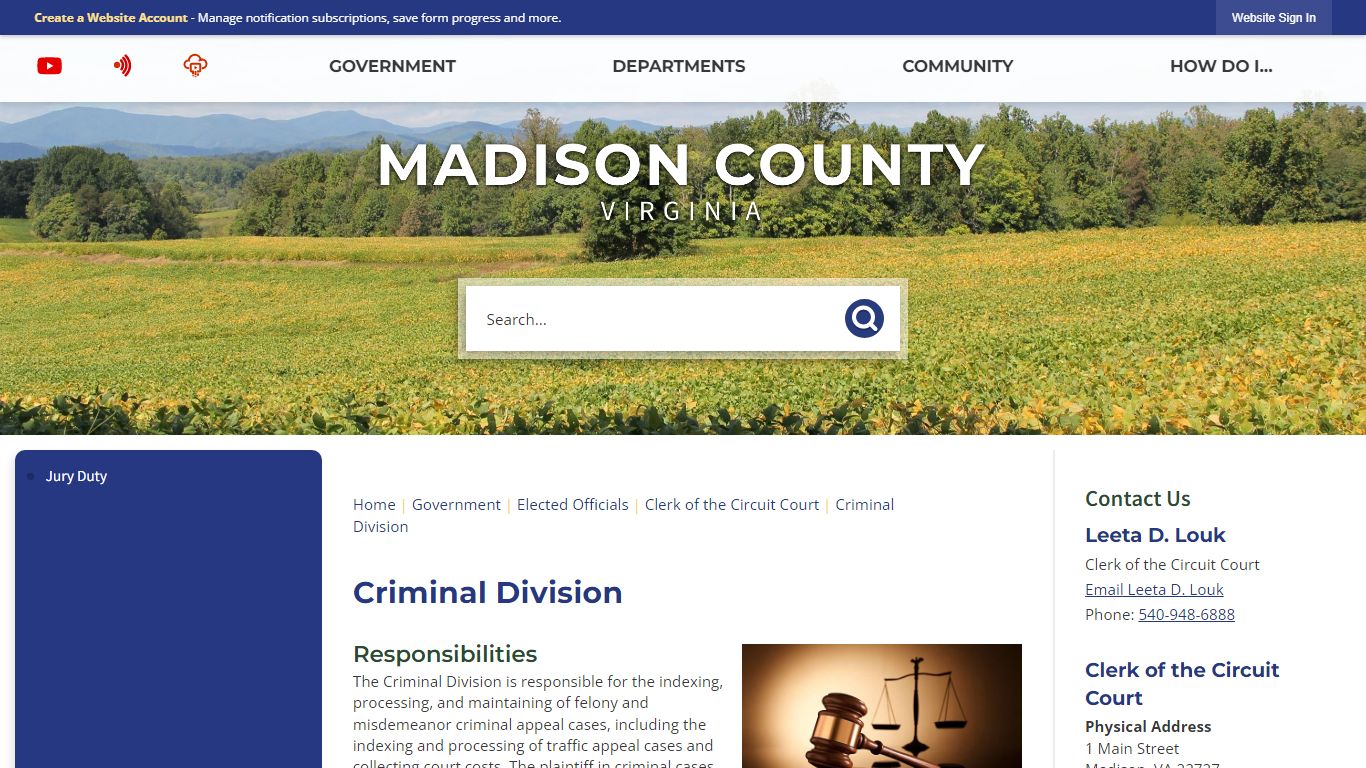 Criminal Division | Madison County, VA