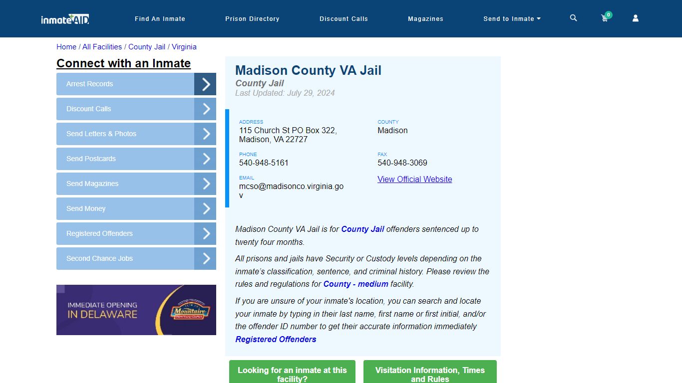 Madison County VA Jail - Inmate Locator