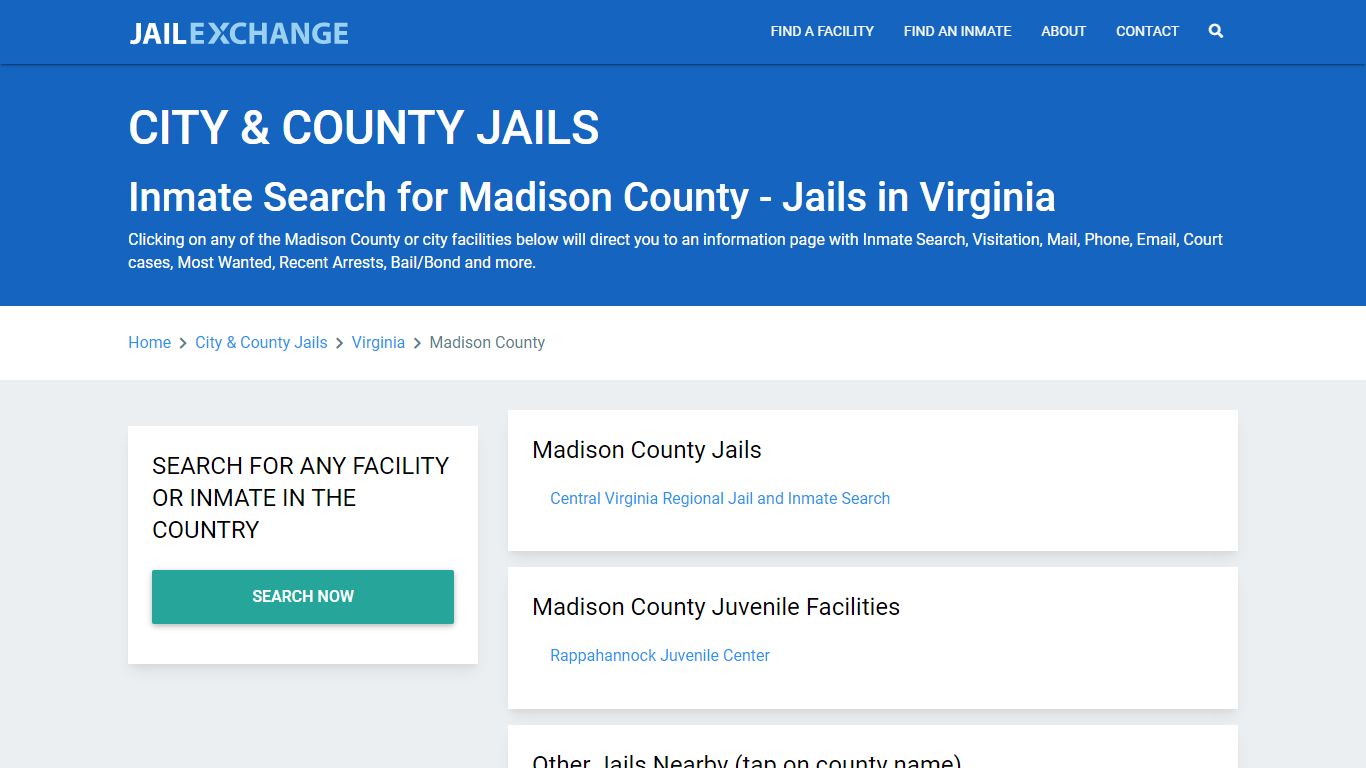 Inmate Search for Madison County | Jails in Virginia - Jail Exchange